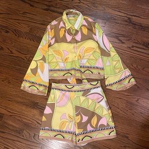 Super cute Zara silk top and skort set size Large!
